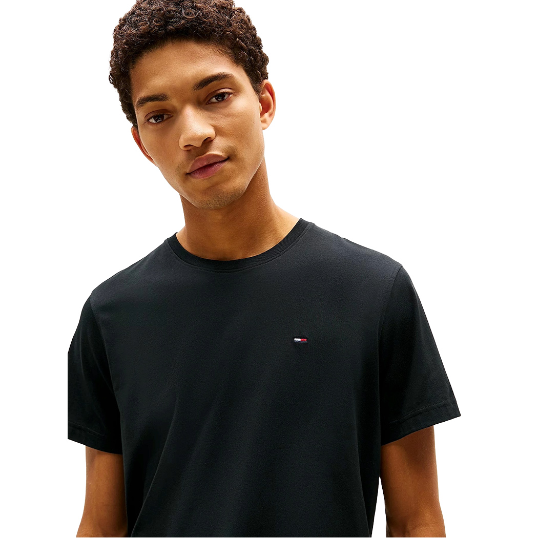 TOMMY JEANS T-SHIRT COTONE JERSEY UOMO SLIM FIT BANDIERINA RICAMATA DM0DM04411