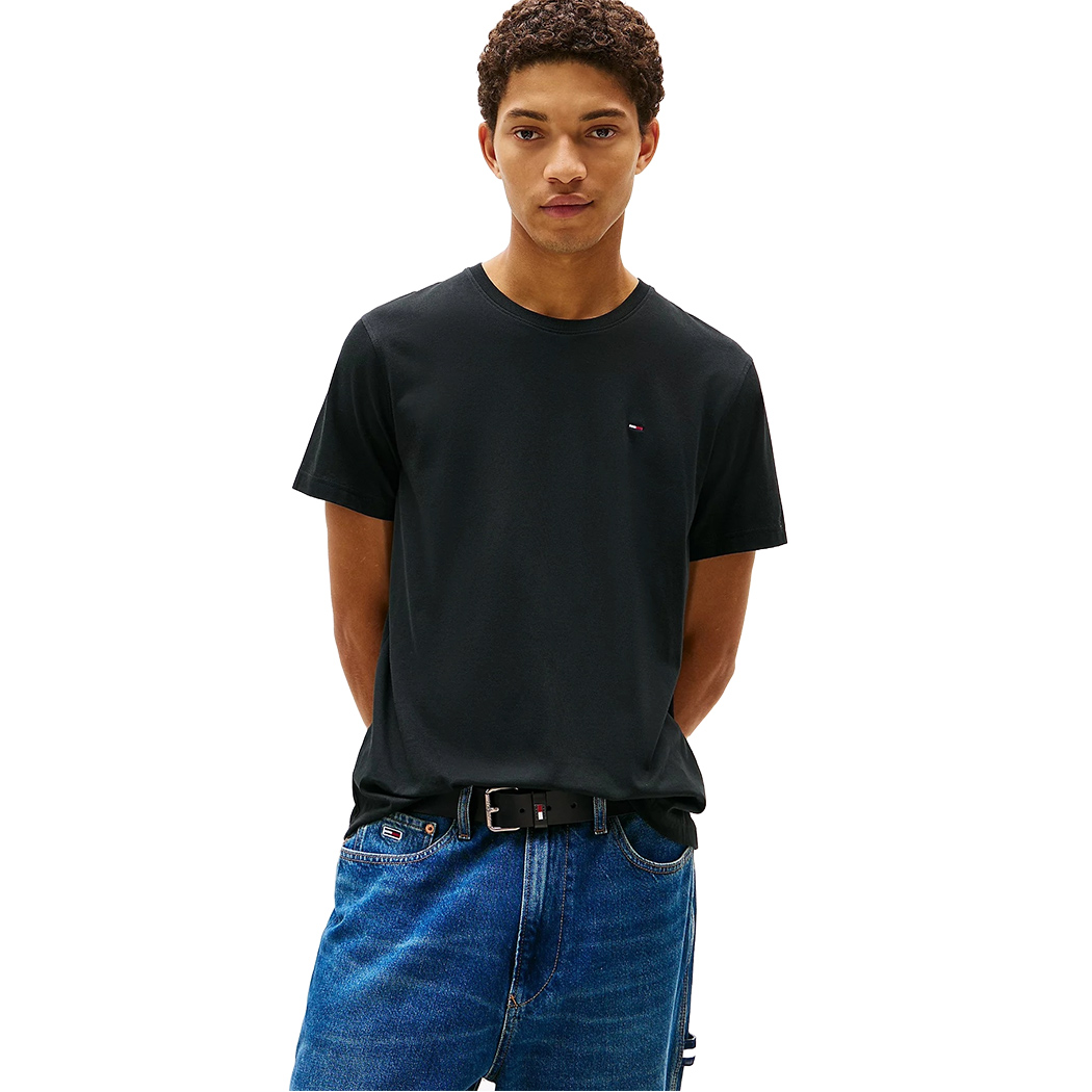 TOMMY JEANS T-SHIRT COTONE JERSEY UOMO SLIM FIT BANDIERINA RICAMATA DM0DM04411