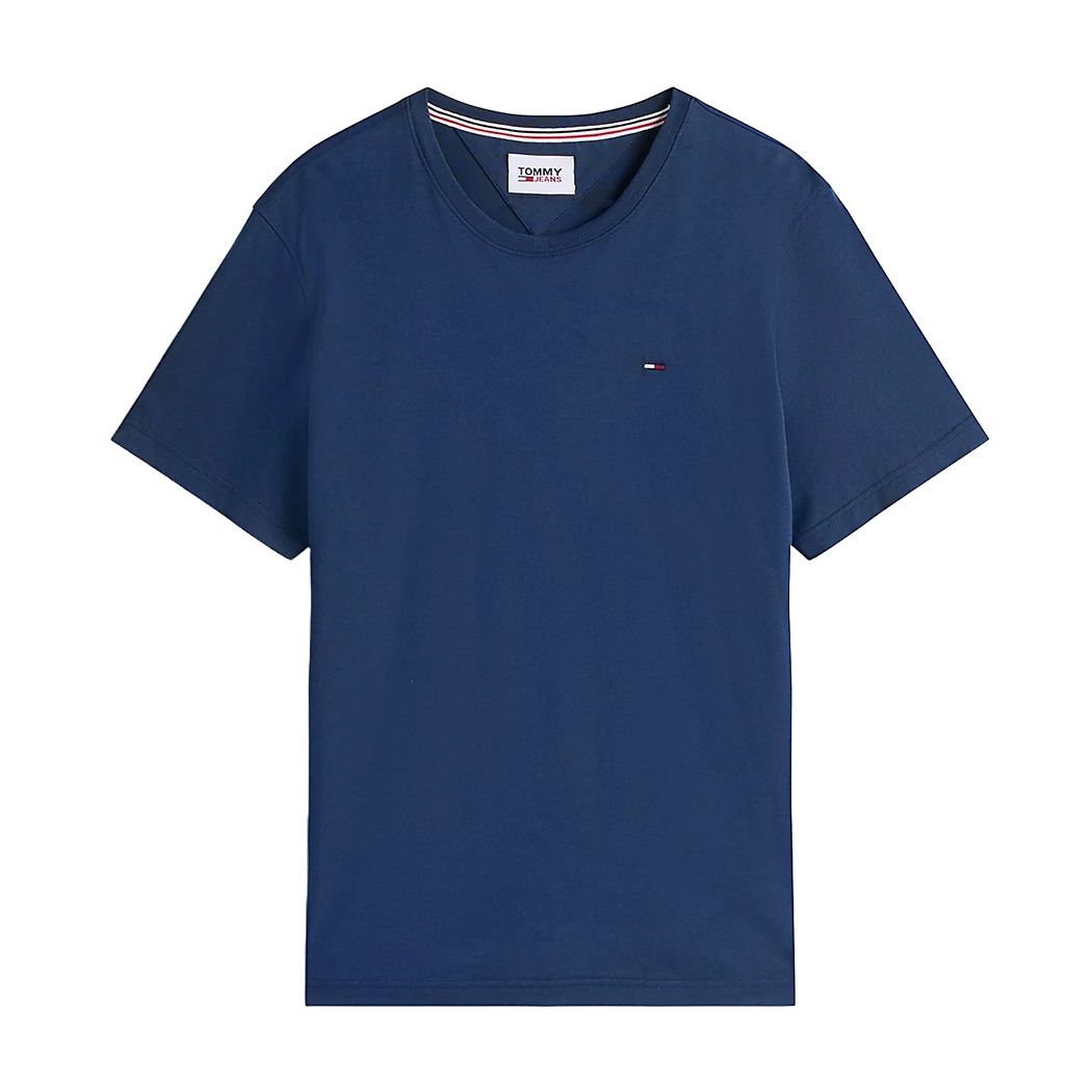 TOMMY JEANS T-SHIRT COTONE JERSEY UOMO SLIM FIT BANDIERINA RICAMATA DM0DM04411
