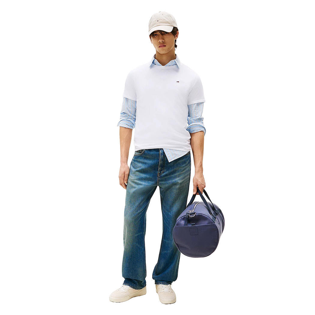 TOMMY JEANS T-SHIRT COTONE JERSEY UOMO SLIM FIT BANDIERINA RICAMATA DM0DM04411