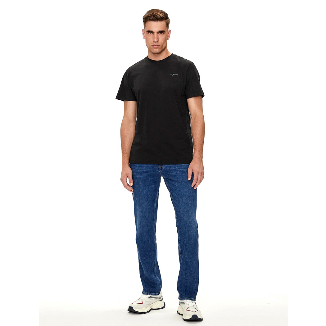 TOMMY JEANS T-SHIRT COTONE JERSEY UOMO SLIM BANDIERINA LOGO STAMPATO DM0DM21188