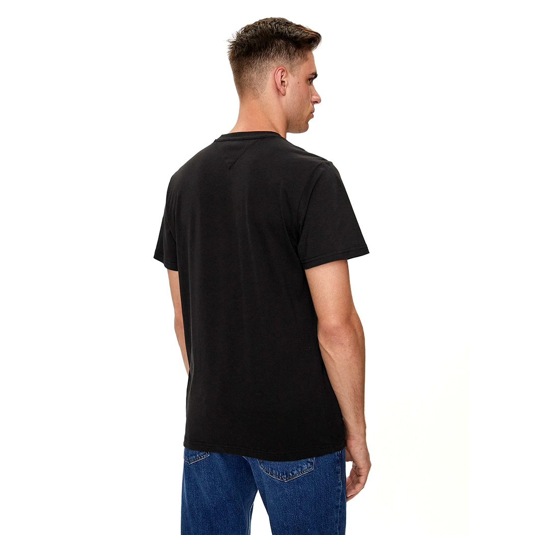 TOMMY JEANS T-SHIRT COTONE JERSEY UOMO SLIM BANDIERINA LOGO STAMPATO DM0DM21188