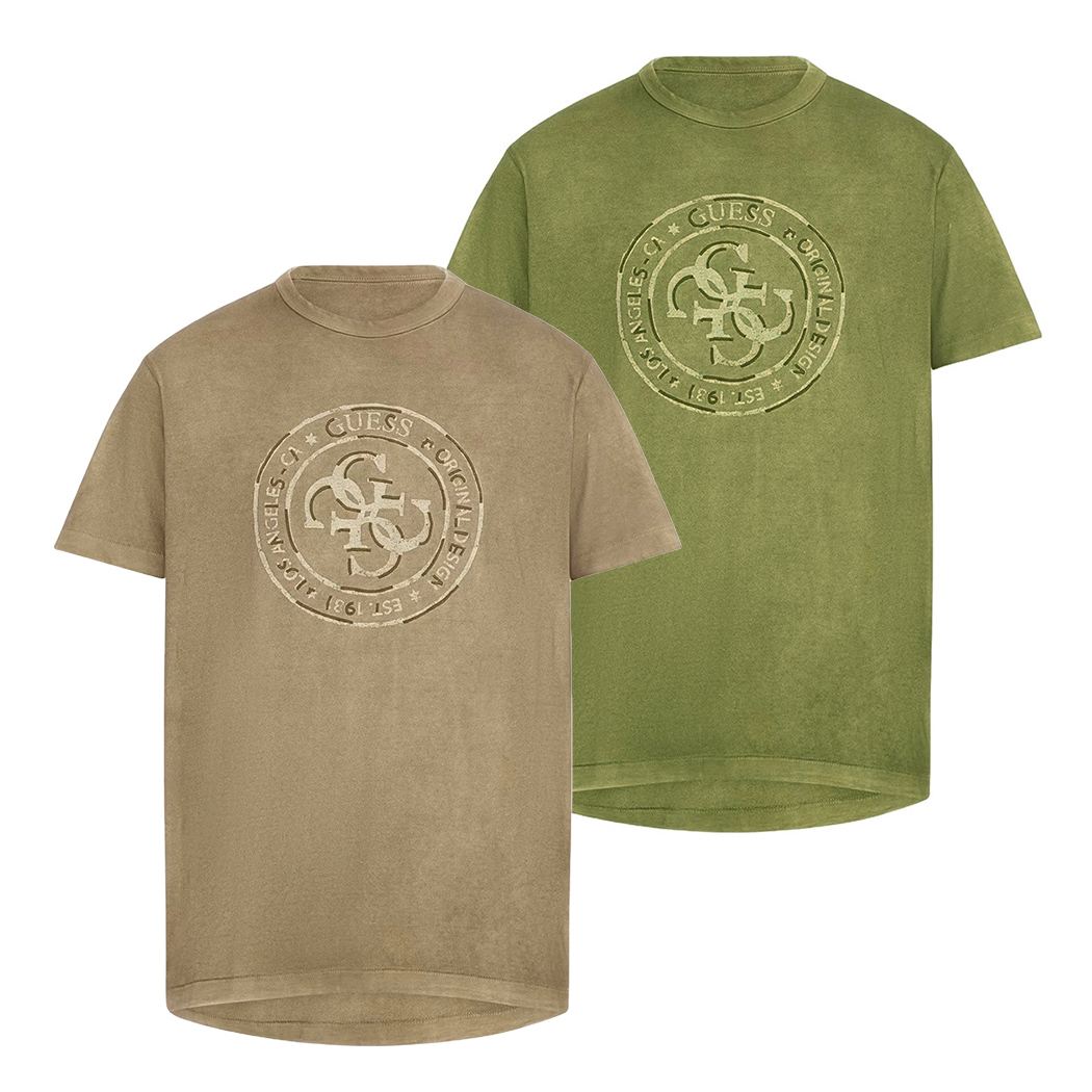 GUESS T-SHIRT UOMO COTONE JERSEY LOGO RICAMATO COMODA COMFORT M5GI12K8FQ4