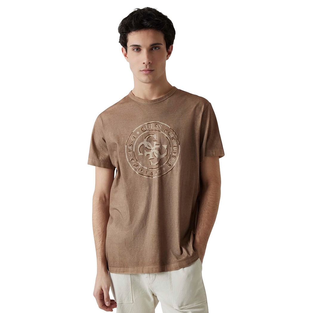 GUESS T-SHIRT UOMO COTONE JERSEY LOGO RICAMATO COMODA COMFORT M5GI12K8FQ4