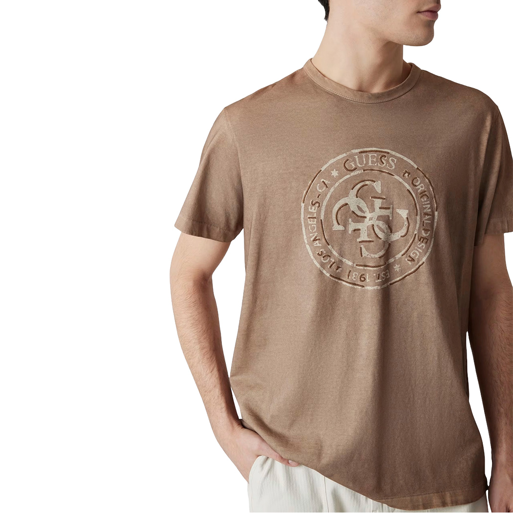 GUESS T-SHIRT UOMO COTONE JERSEY LOGO RICAMATO COMODA COMFORT M5GI12K8FQ4