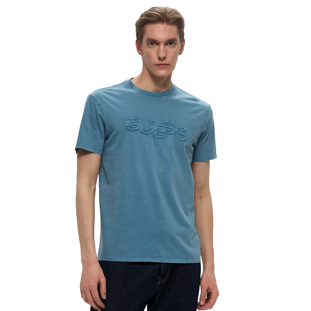 GUESS T-SHIRT UOMO COTONE LOGO RICAMATO REGULAR FIT COMODA COMFORT M5GI34KBZV1
