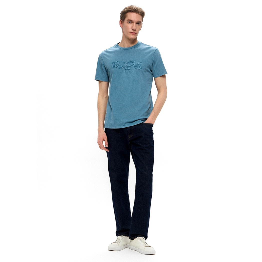 GUESS T-SHIRT UOMO COTONE LOGO RICAMATO REGULAR FIT COMODA COMFORT M5GI34KBZV1