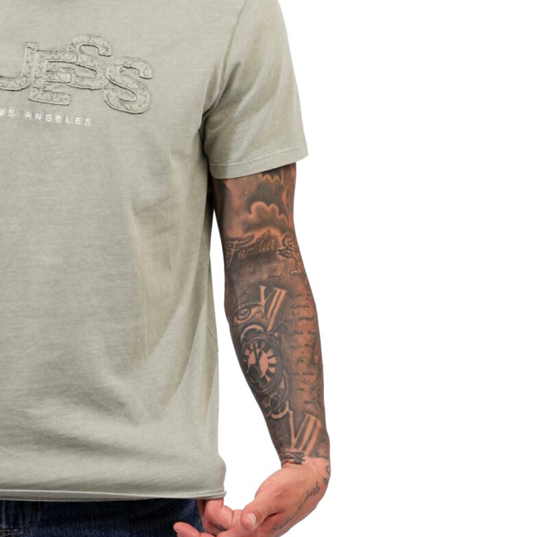 GUESS T-SHIRT UOMO COTONE LOGO RICAMATO REGULAR FIT COMODA COMFORT M5GI34KBZV1