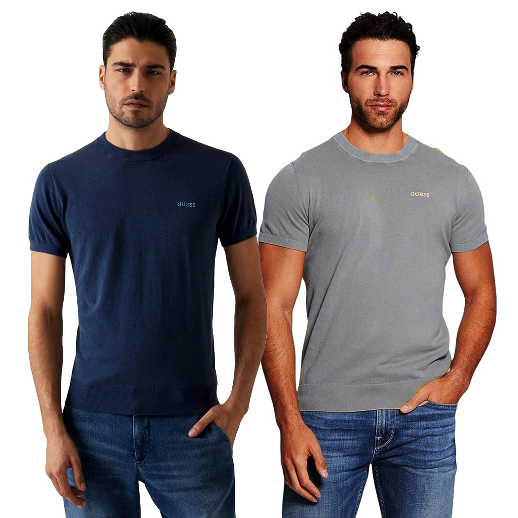 GUESS T-SHIRT UOMO MAGLIA COTONE FILO SETA STRETCH LOGO RICAMATO M4GR05Z3DN1