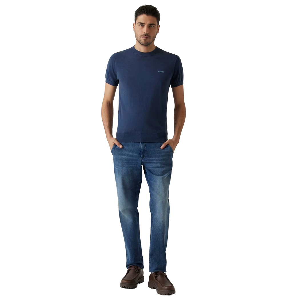 GUESS T-SHIRT UOMO MAGLIA COTONE FILO SETA STRETCH LOGO RICAMATO M4GR05Z3DN1