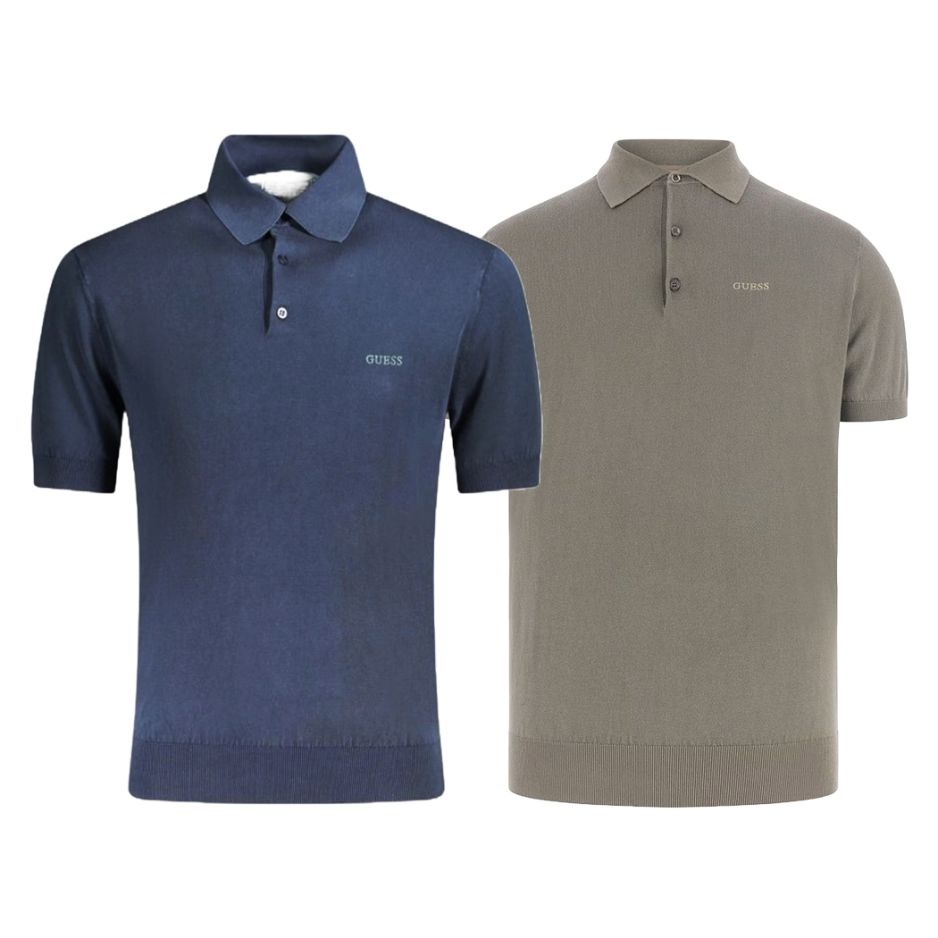 GUESS POLO T-SHIRT UOMO MAGLIA COTONE 3 BOTTONI LOGO RICAMATO FILO M4GR07Z3DN1