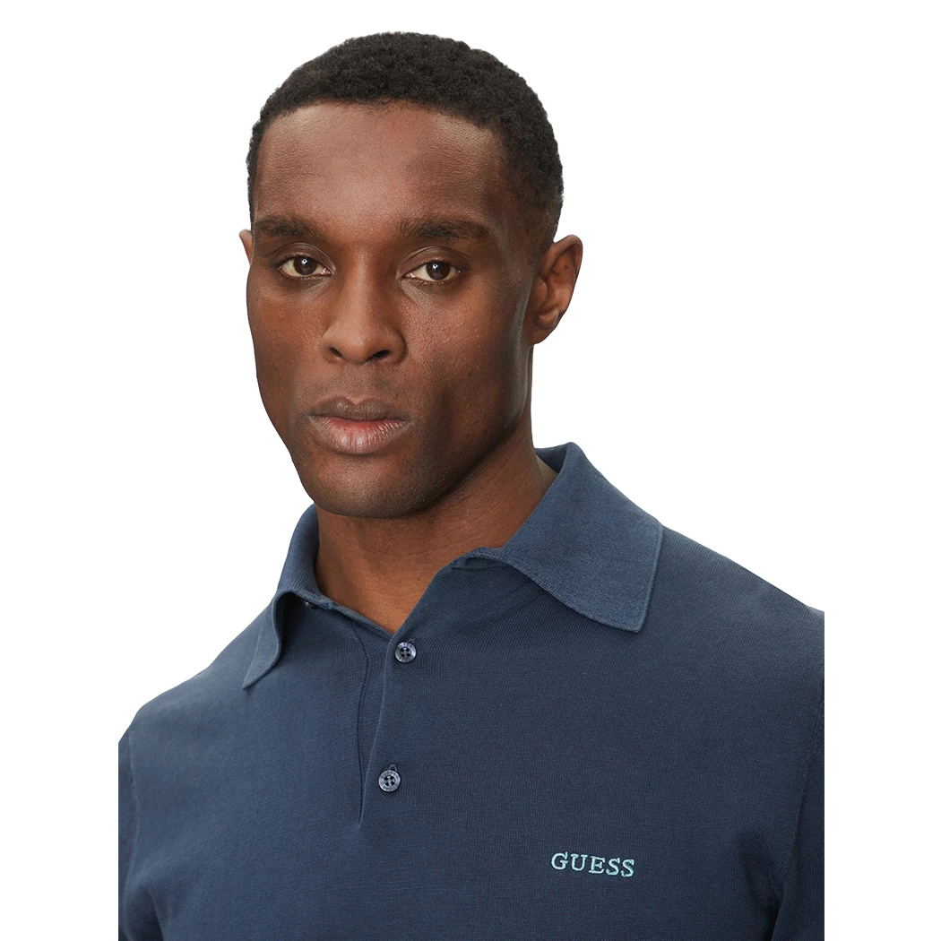 GUESS POLO T-SHIRT UOMO MAGLIA COTONE 3 BOTTONI LOGO RICAMATO FILO M4GR07Z3DN1