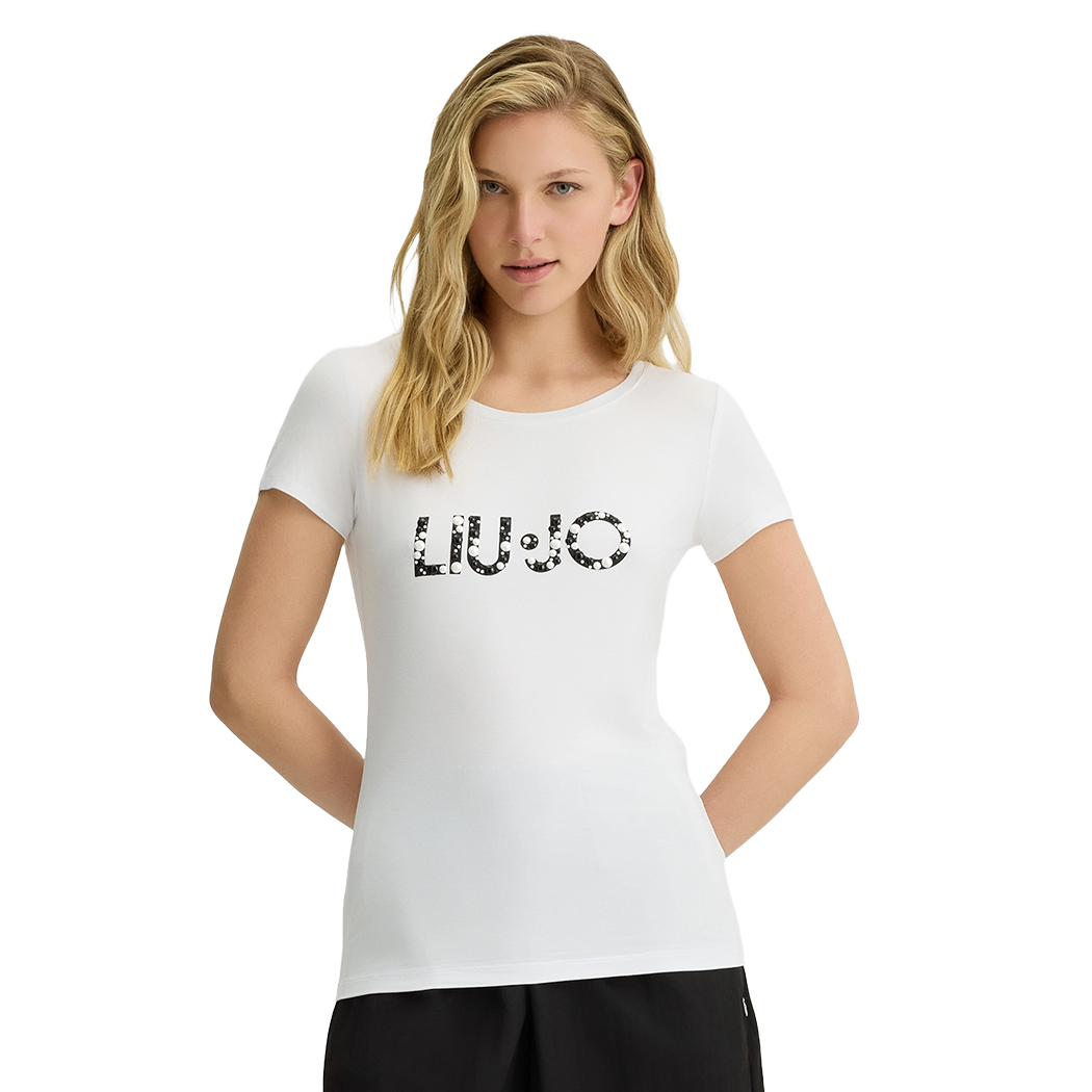 LIU JO T-SHIRT BETTER CON LOGO DONNA RAGAZZA MAGLIA MAGLIETTA COTONE VA5156JS360