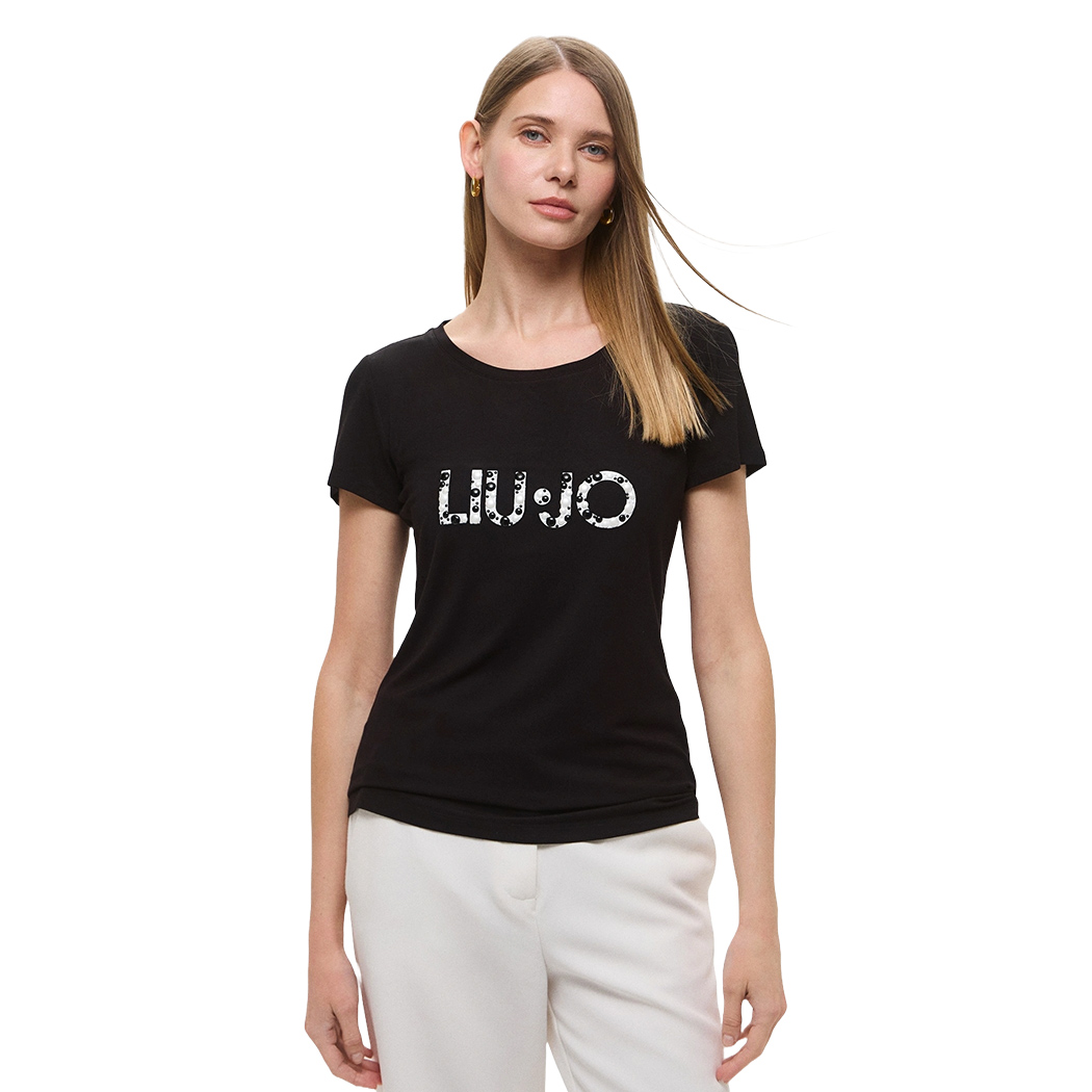 LIU JO T-SHIRT BETTER CON LOGO DONNA RAGAZZA MAGLIA MAGLIETTA COTONE VA5156JS360