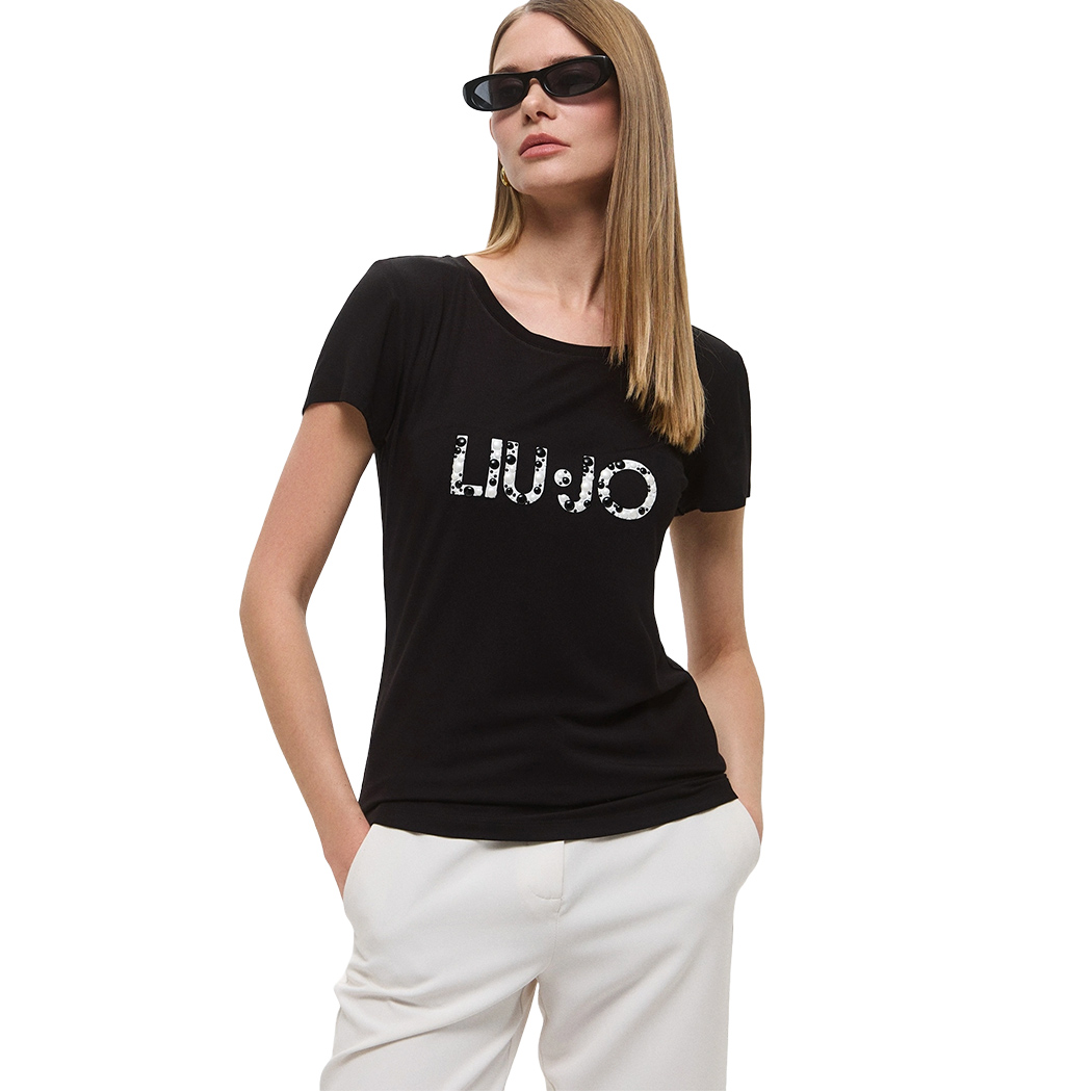 LIU JO T-SHIRT BETTER CON LOGO DONNA RAGAZZA MAGLIA MAGLIETTA COTONE VA5156JS360