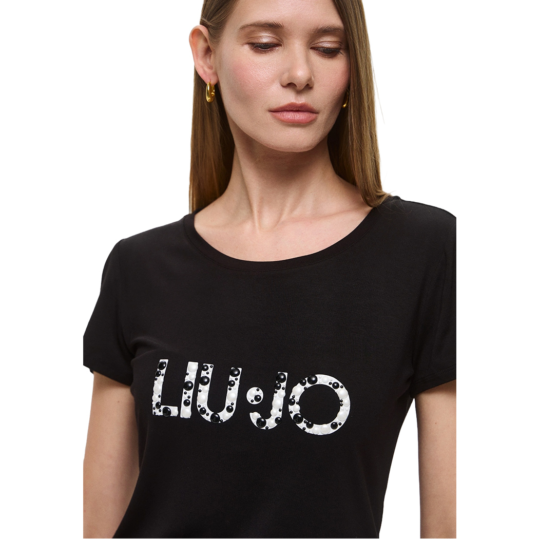 LIU JO T-SHIRT BETTER CON LOGO DONNA RAGAZZA MAGLIA MAGLIETTA COTONE VA5156JS360