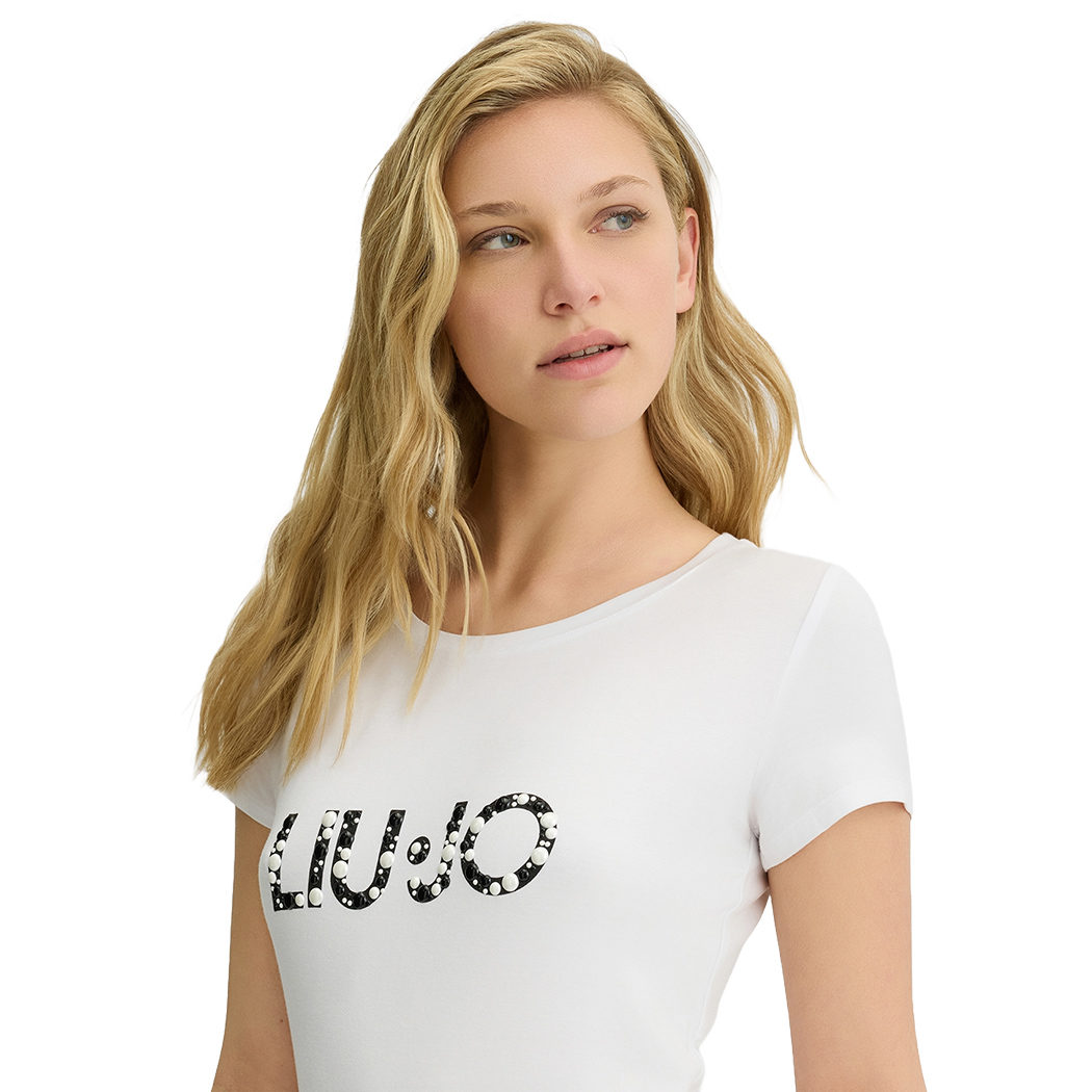 LIU JO T-SHIRT BETTER CON LOGO DONNA RAGAZZA MAGLIA MAGLIETTA COTONE VA5156JS360