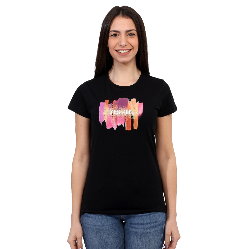 YES-ZEE T-SHIRT DONNA RAGAZZA GIRL MAGLIA LOGO MAGLIETTA COTONE STAMPA T222T901
