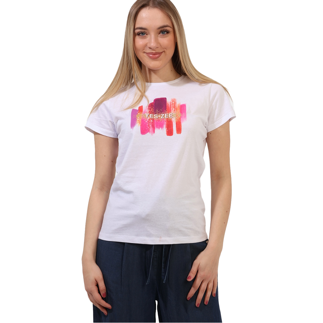 YES-ZEE T-SHIRT DONNA RAGAZZA GIRL MAGLIA LOGO MAGLIETTA COTONE STAMPA T222T901