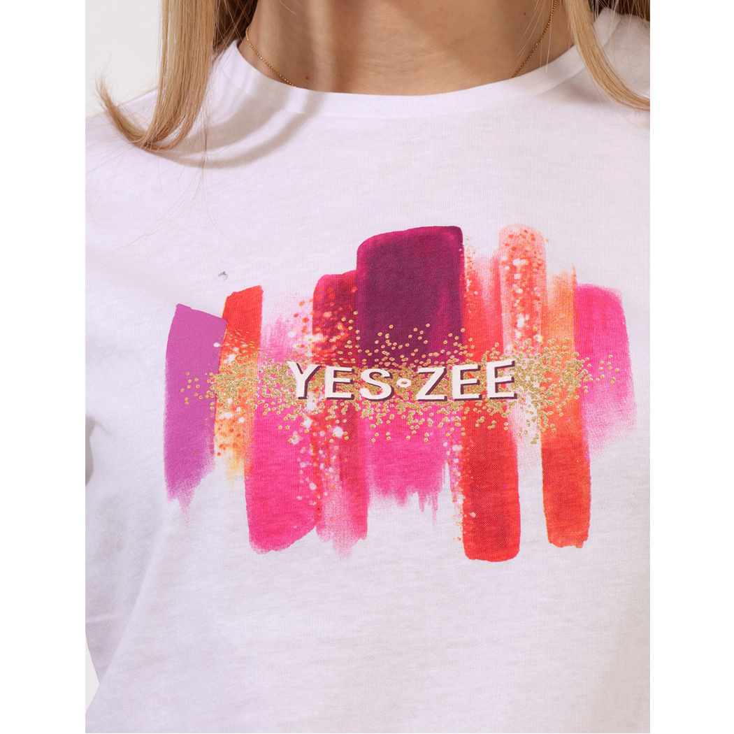 YES-ZEE T-SHIRT DONNA RAGAZZA GIRL MAGLIA LOGO MAGLIETTA COTONE STAMPA T222T901