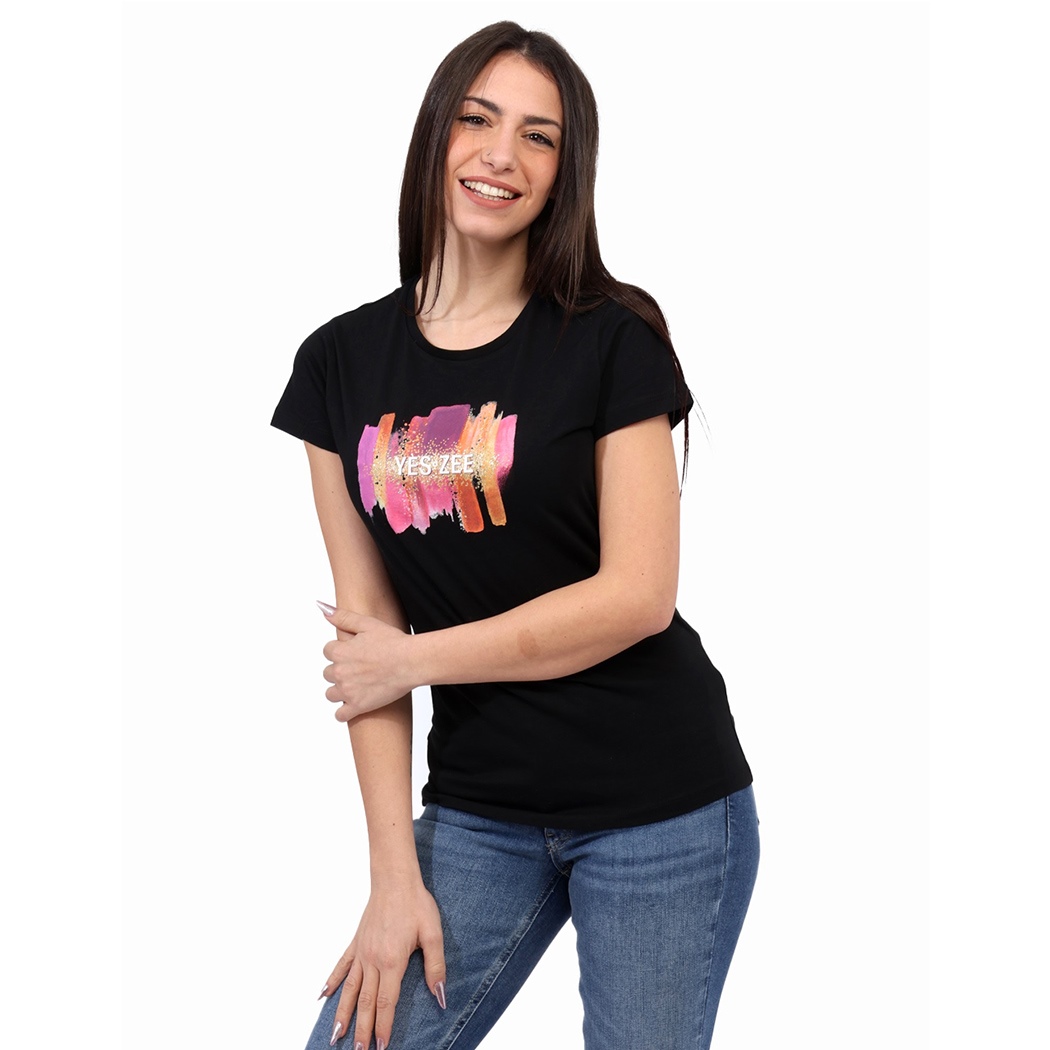 YES-ZEE T-SHIRT DONNA RAGAZZA GIRL MAGLIA LOGO MAGLIETTA COTONE STAMPA T222T901