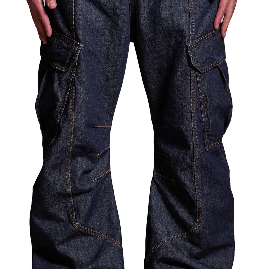 BUTISH JEANS PANTALONI CARGO WIDE FIT UOMO DONNA UNISEX RAW DENIM LARGHI BTSH673