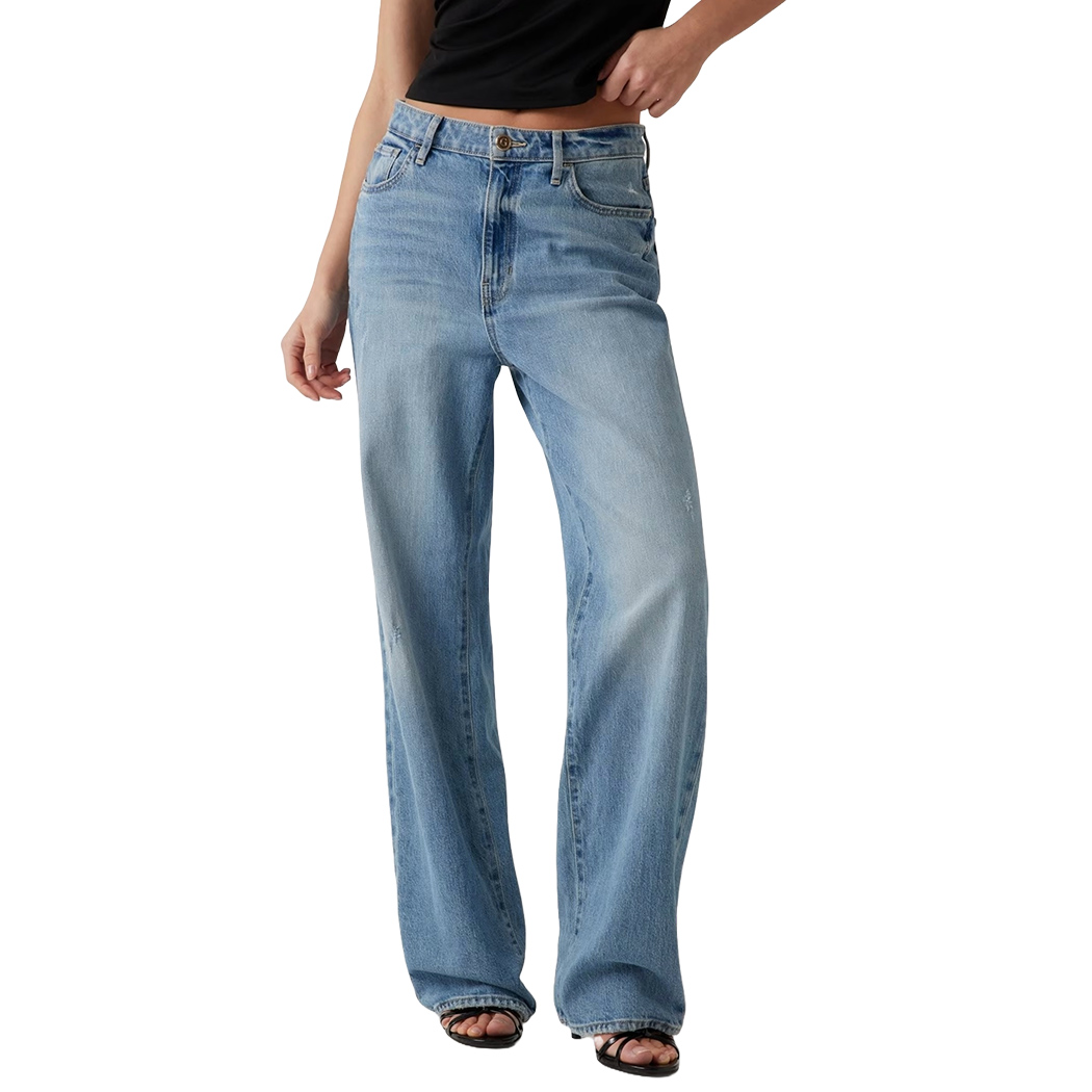 GUESS JEANS PANTALONI DONNA RAGAZZA WIDE LEG DENIM STRETCH REGULAR W5GA1GD4K30
