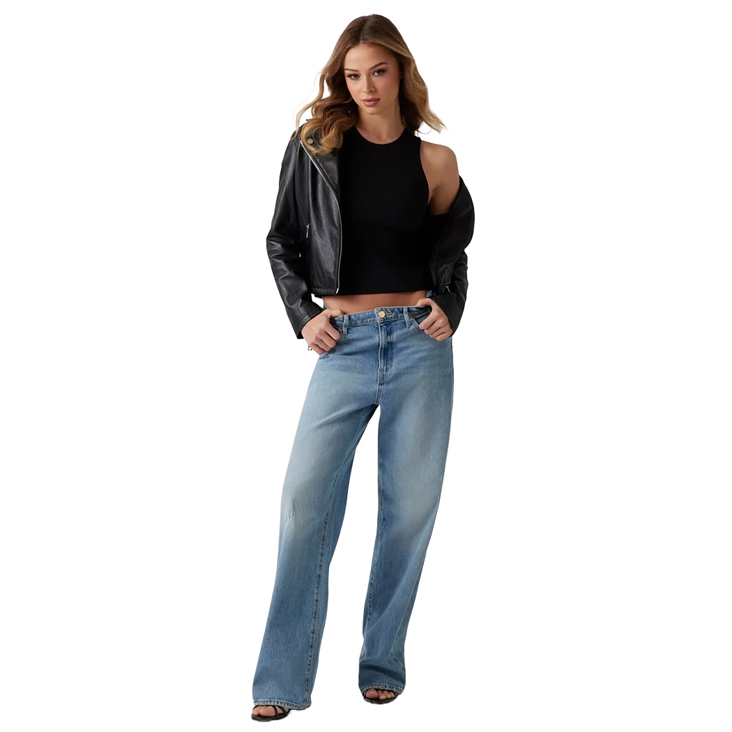 GUESS JEANS PANTALONI DONNA RAGAZZA WIDE LEG DENIM STRETCH REGULAR W5GA1GD4K30