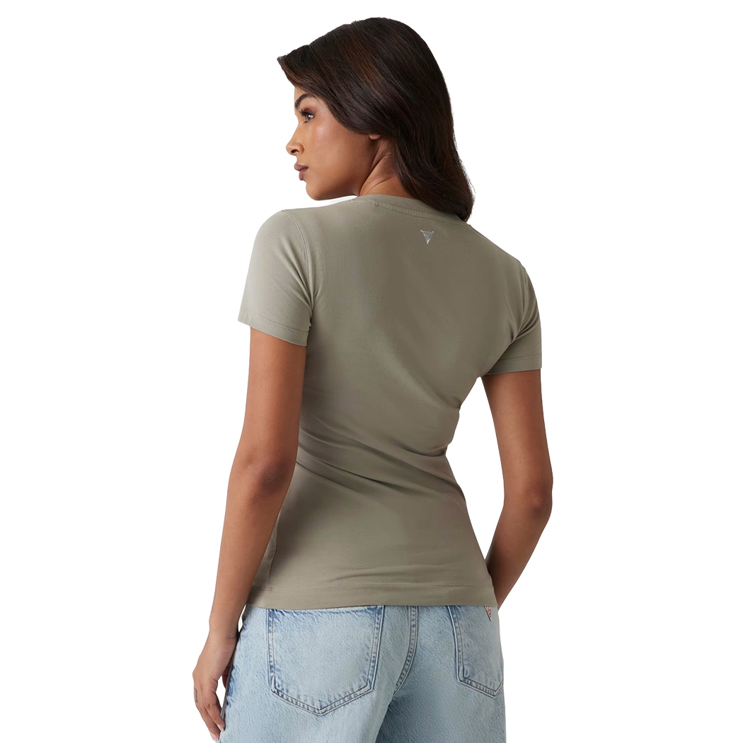 GUESS T-SHIRT MAGLIA MAGLIETTA DONNA LOGO FIORI FRONTALE STRASS W5GI10J1314