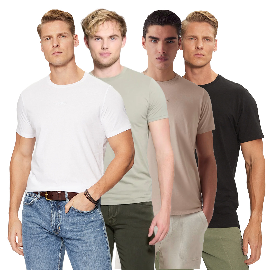 GUESS T-SHIRT UOMO MAGLIA COTONE JERSEY STRETCH LOGO RICAMATO SPORT M4GP39K7HD0