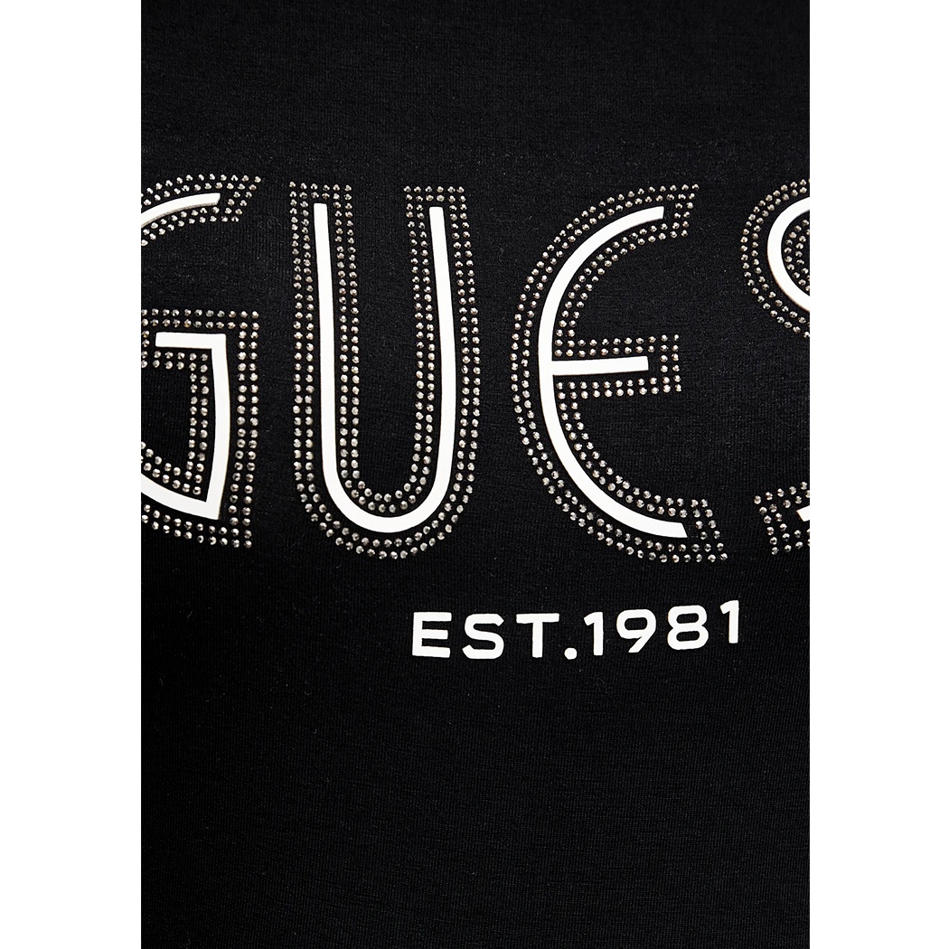 GUESS BODY DONNA LOGO FRONTALE STRASS MAGLIA TOP SOTTOGIACCA T-SHIRT W5YP05K68D2