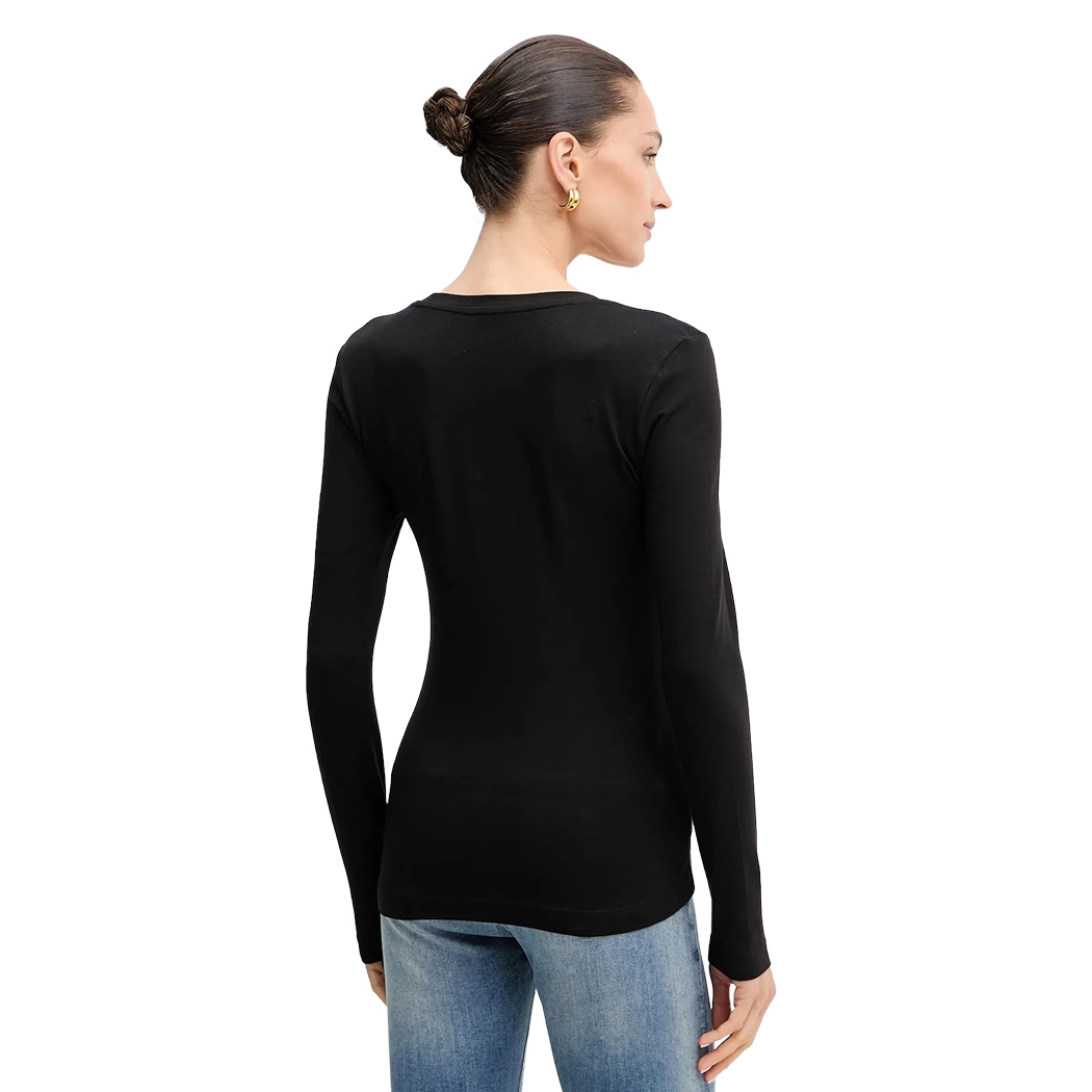 GUESS T-SHIRT MAGLIETTA DONNA MANICA LUNGA LOGO FRONTALE STRASS W5YI26J1314