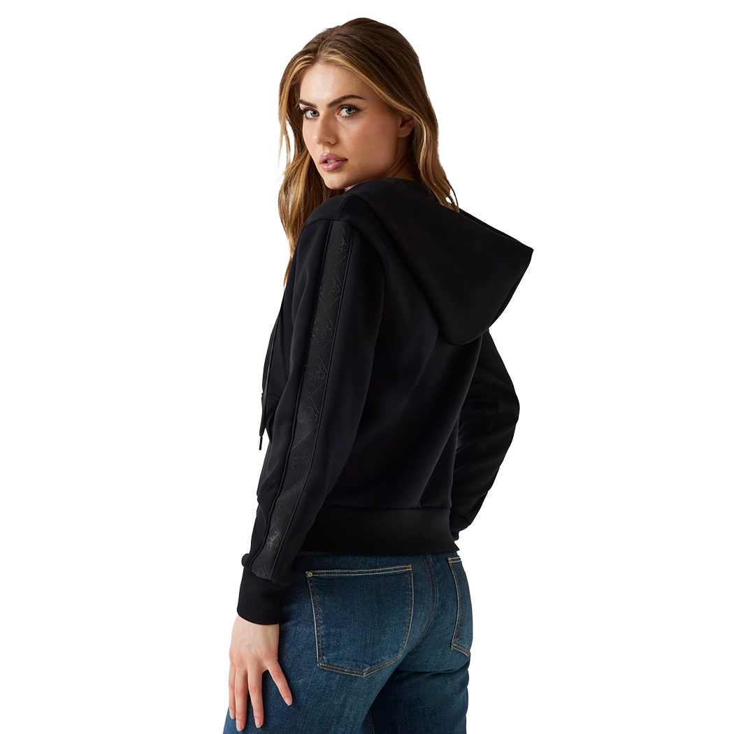 GUESS FELPA CAPPUCCIO ZIP INTERA SCUBA DONNA INVERNALE LOGO MAGLIA W5YQ05KBYE2