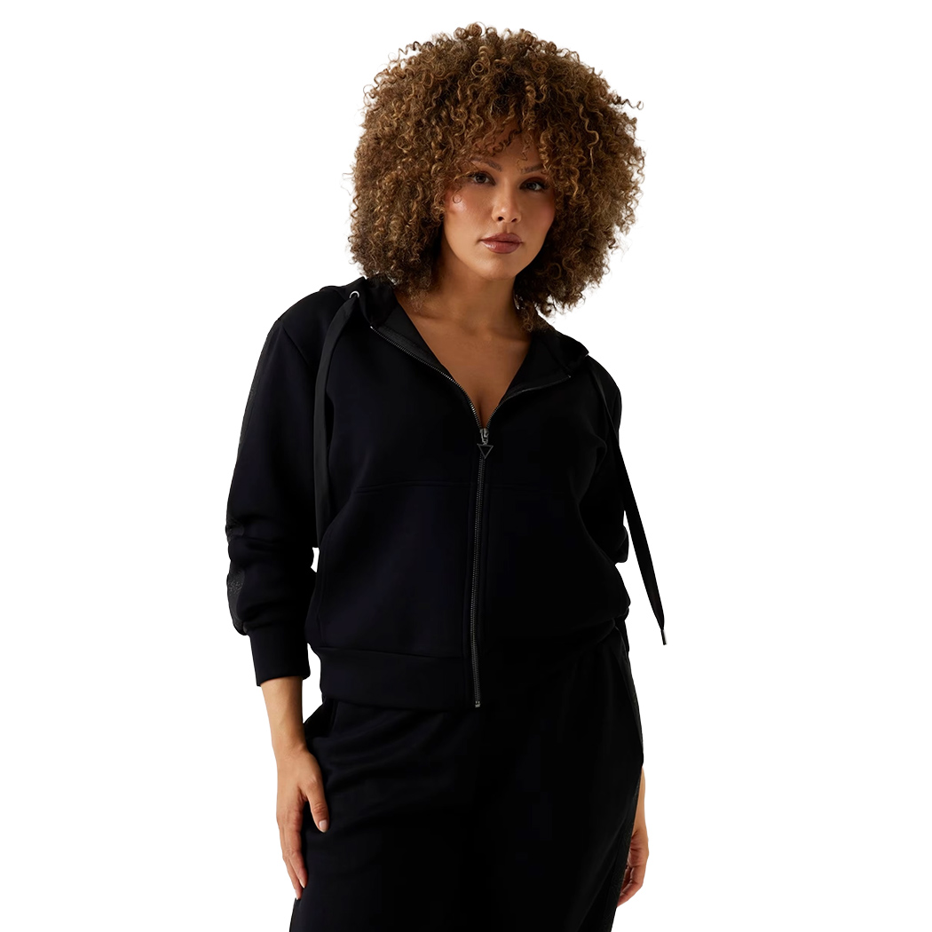 GUESS FELPA CAPPUCCIO ZIP INTERA SCUBA DONNA INVERNALE LOGO MAGLIA W5YQ05KBYE2