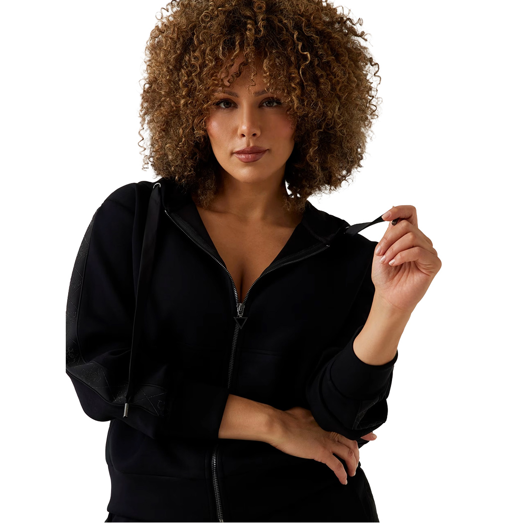 GUESS FELPA CAPPUCCIO ZIP INTERA SCUBA DONNA INVERNALE LOGO MAGLIA W5YQ05KBYE2