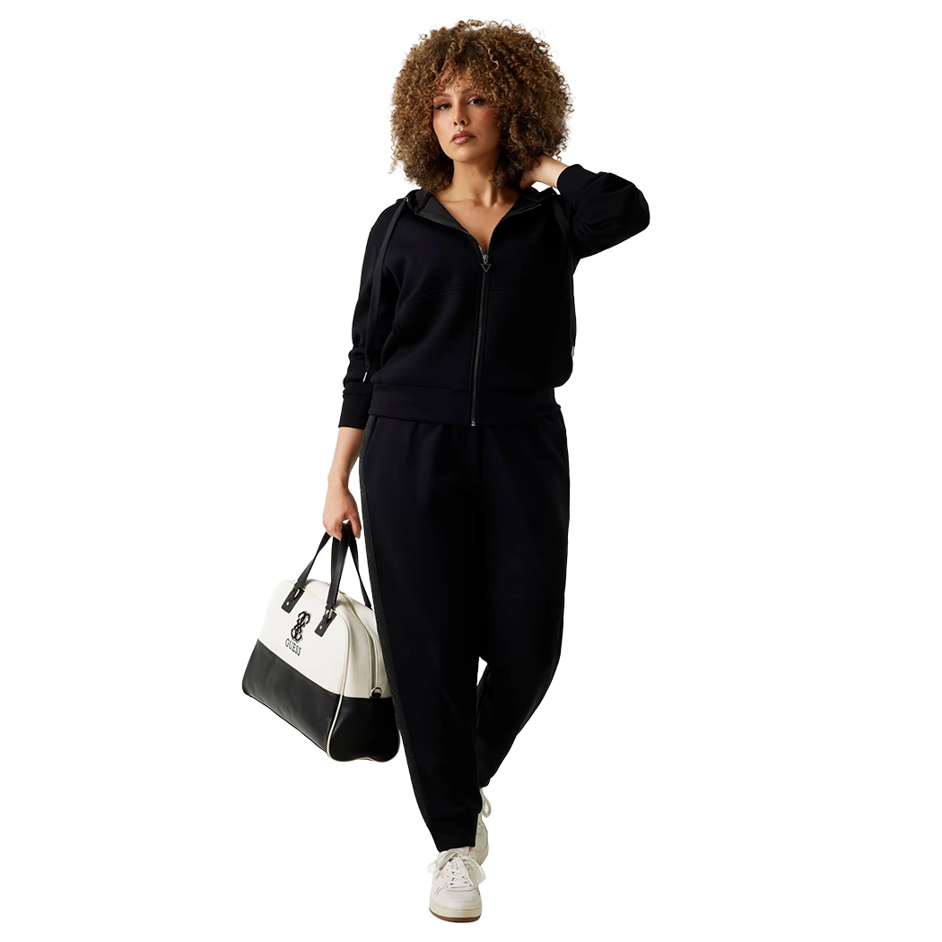 GUESS FELPA CAPPUCCIO ZIP INTERA SCUBA DONNA INVERNALE LOGO MAGLIA W5YQ05KBYE2