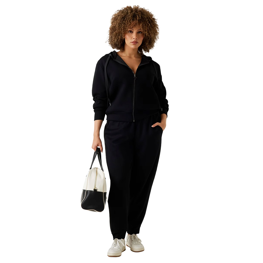 GUESS PANTALONI JOGGERS SCUBA BANDA LOGATA FELPA DONNA COMPLETO SET W5YB11KBYE2