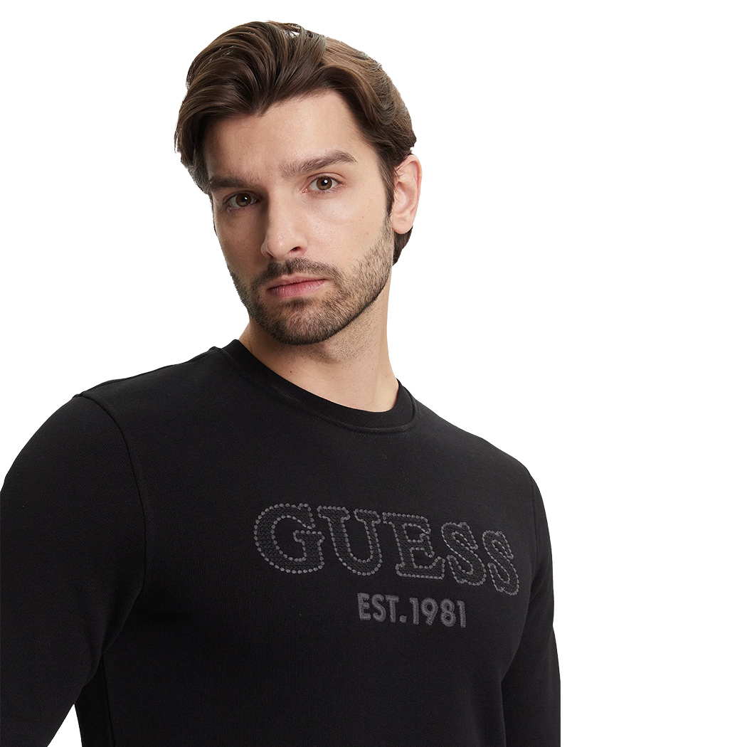 GUESS FELPA UOMO LOGO FRONTALE RICAMATO MAGLIA INVERNALE SPORT M5YQ08KCN01
