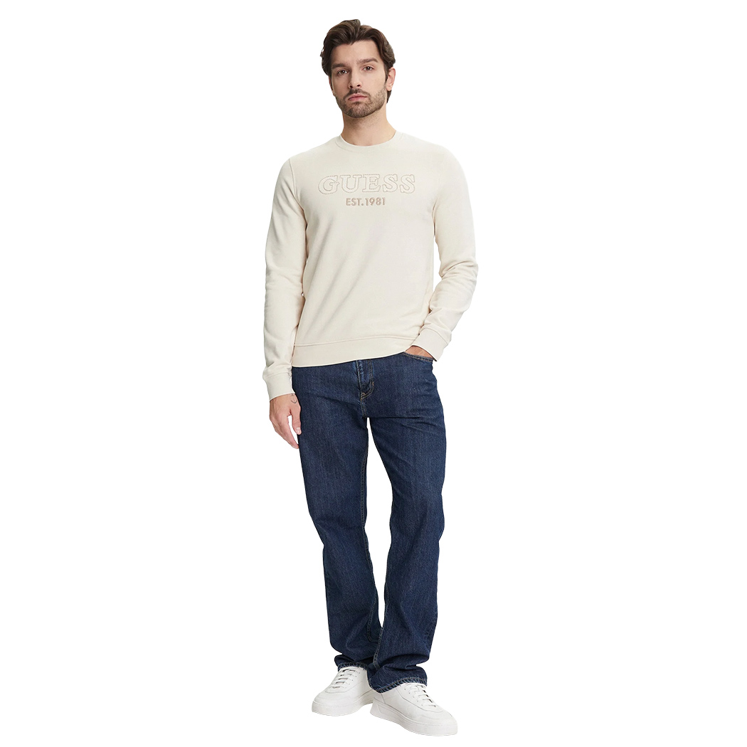GUESS FELPA UOMO LOGO FRONTALE RICAMATO MAGLIA INVERNALE SPORT M5YQ08KCN01