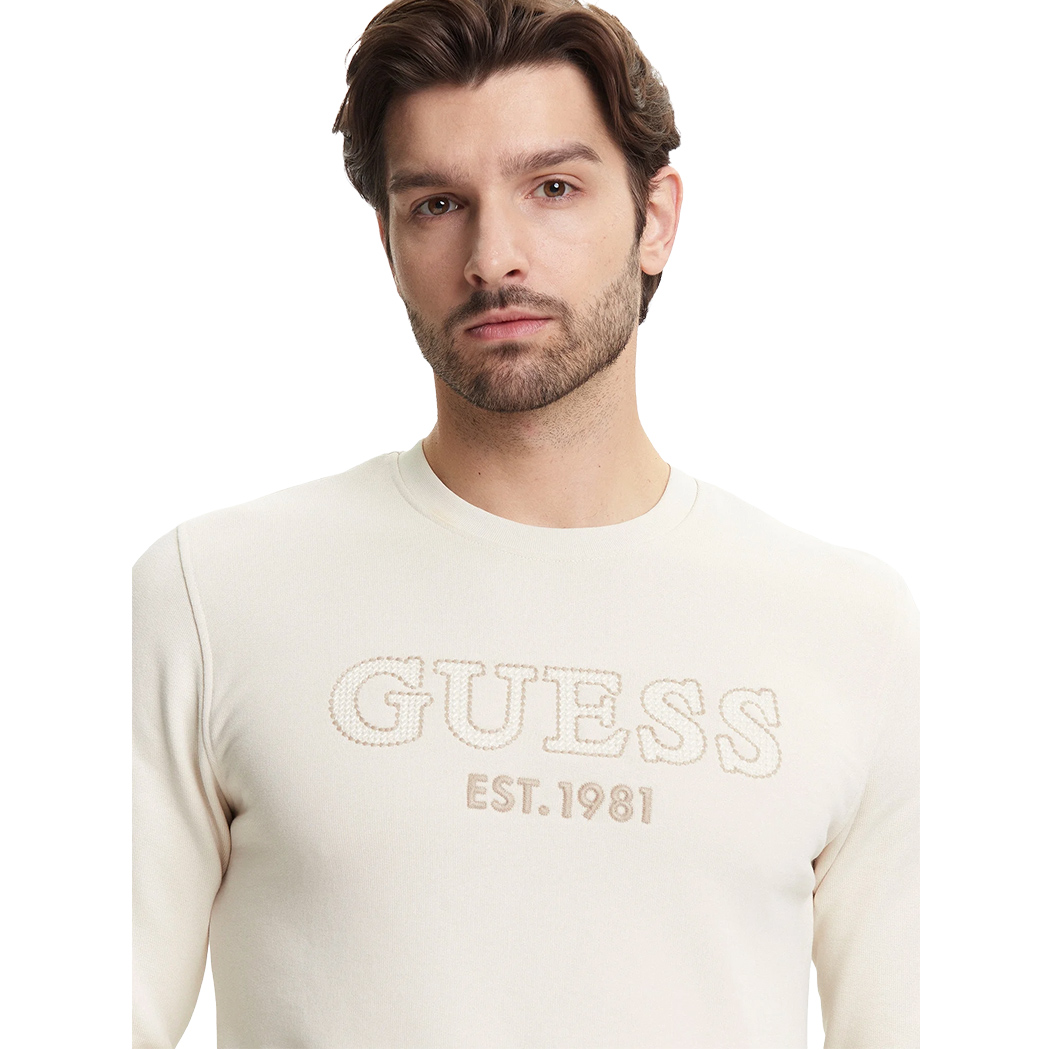 GUESS FELPA UOMO LOGO FRONTALE RICAMATO MAGLIA INVERNALE SPORT M5YQ08KCN01