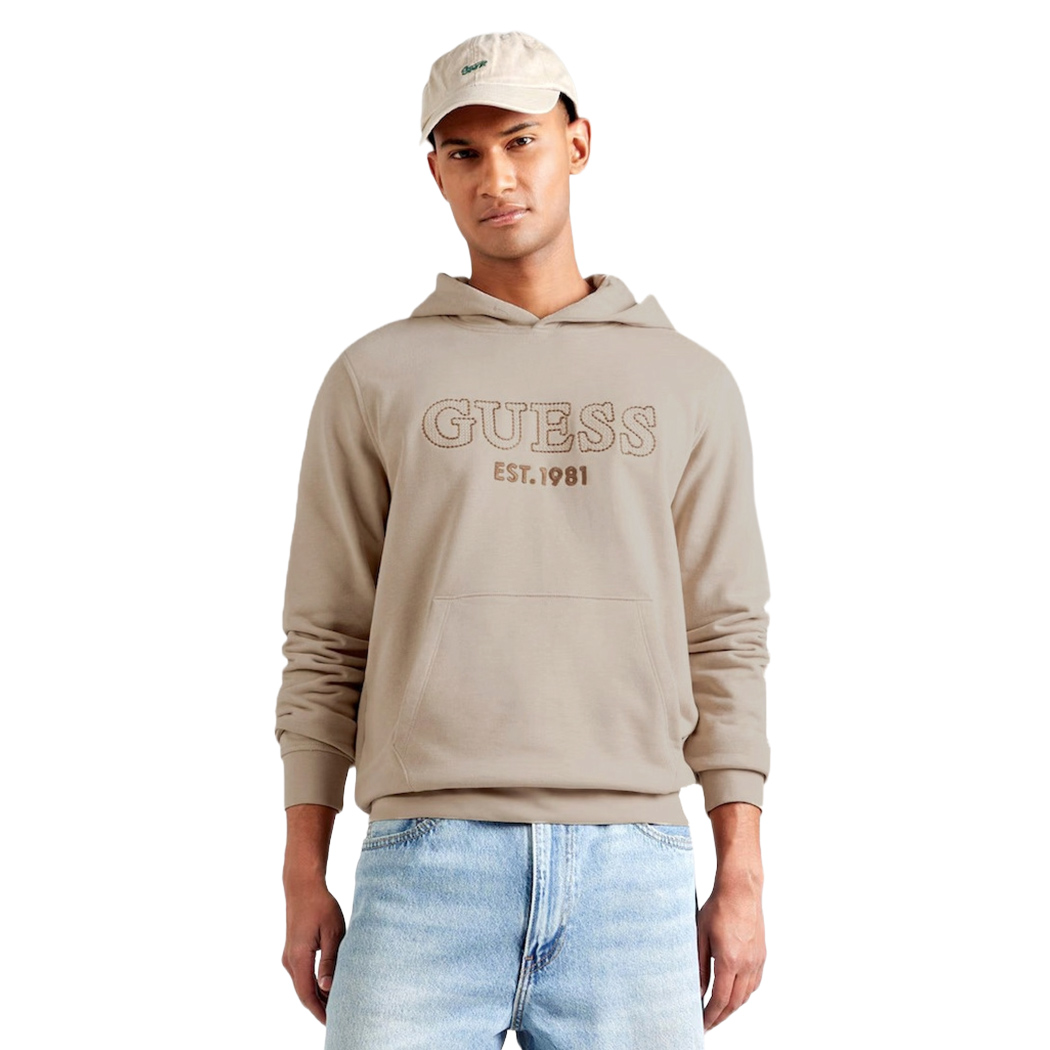 GUESS FELPA UOMO LOGO FRONTALE RICAMATO INVERNALE CAPPUCCIO MAGLIA M5YQ36KCN01