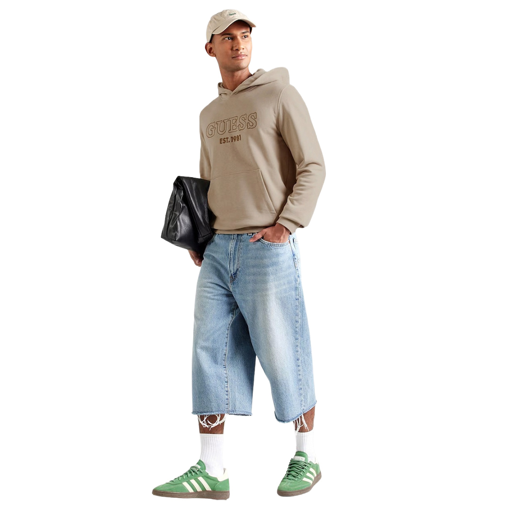 GUESS FELPA UOMO LOGO FRONTALE RICAMATO INVERNALE CAPPUCCIO MAGLIA M5YQ36KCN01