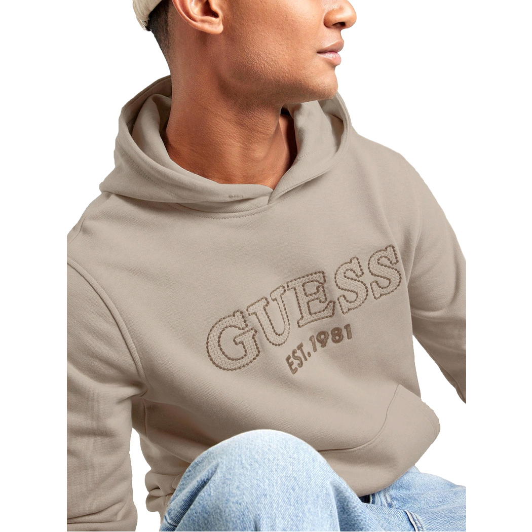 GUESS FELPA UOMO LOGO FRONTALE RICAMATO INVERNALE CAPPUCCIO MAGLIA M5YQ36KCN01