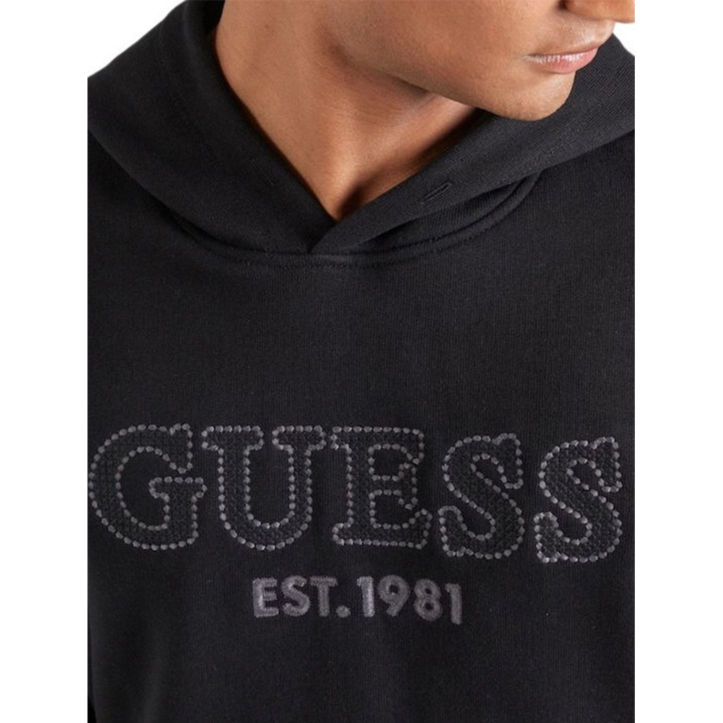 GUESS FELPA UOMO LOGO FRONTALE RICAMATO INVERNALE CAPPUCCIO MAGLIA M5YQ36KCN01