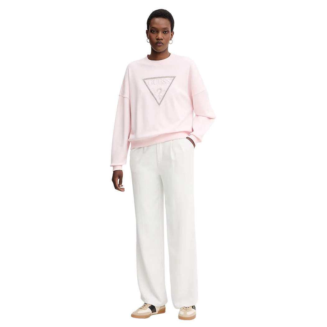 GUESS FELPA DONNA LOGO TRIANGOLO APPLICAZIONI STRASS MAGLIA W5YQ04KC8I0