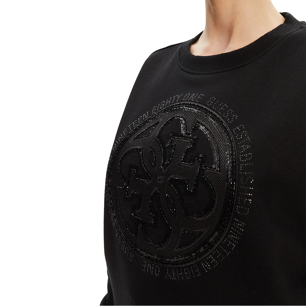 GUESS FELPA DONNA LOGO 4G APPLICAZIONI CORTA COMODA OVER MAGLIA W5YQQ07KB681