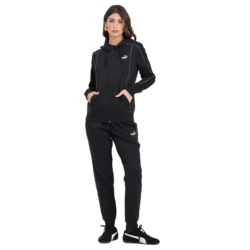 PUMA TUTA DONNA TRACKSUIT ANIMALIER ZIP FELPA CAPPUCCIO SPORT GIRL 692203