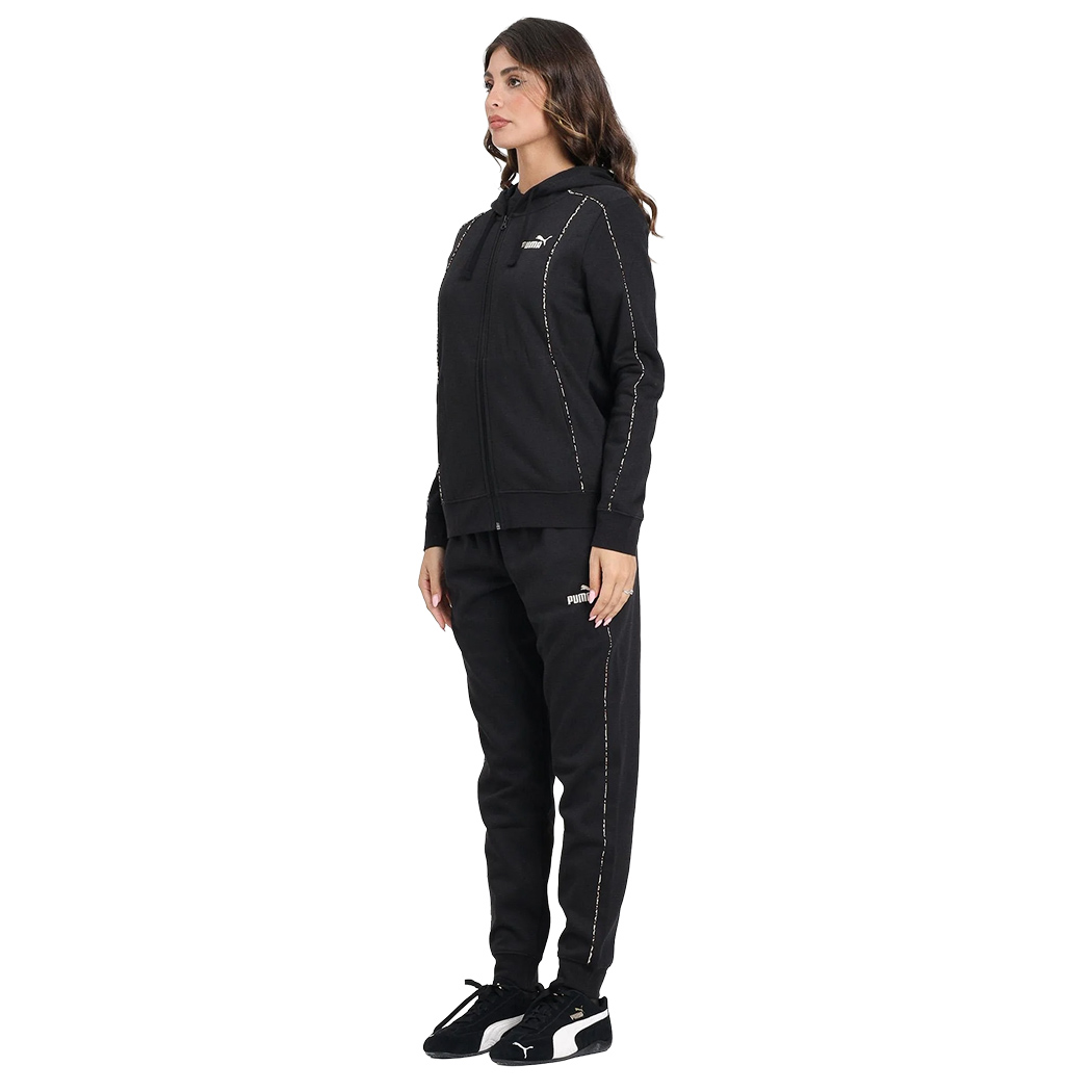 PUMA TUTA DONNA TRACKSUIT ANIMALIER ZIP FELPA CAPPUCCIO SPORT GIRL 692203