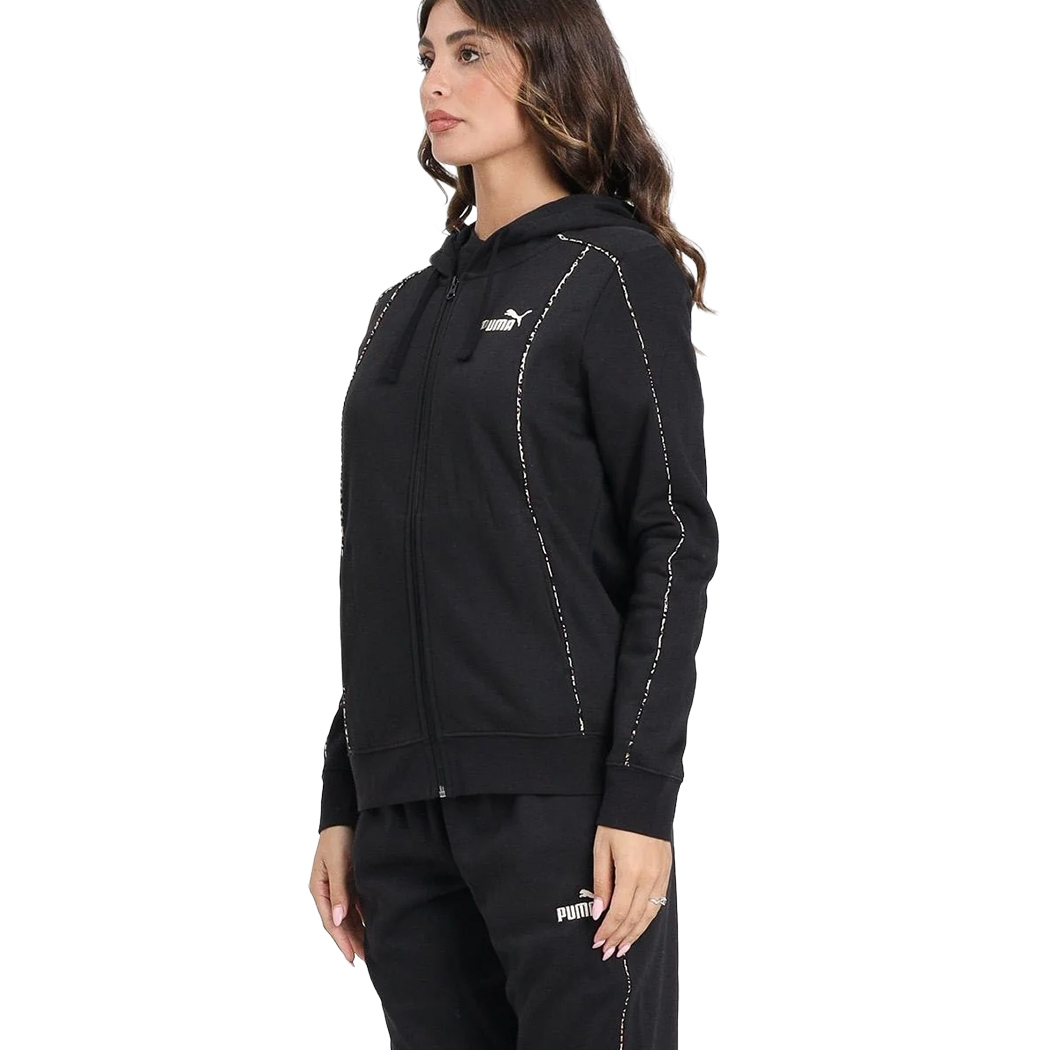 PUMA TUTA DONNA TRACKSUIT ANIMALIER ZIP FELPA CAPPUCCIO SPORT GIRL 692203