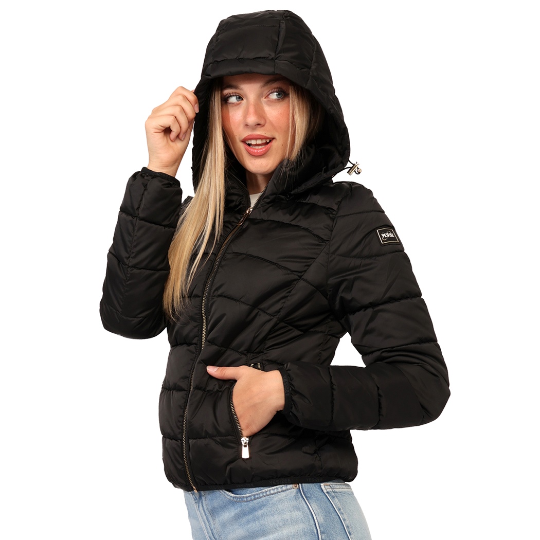 YES-ZEE GIUBBOTTO DONNA GIUBBINO GIACCA PIUMINO CAPPUCCIO AMOVIBILE J007/M800